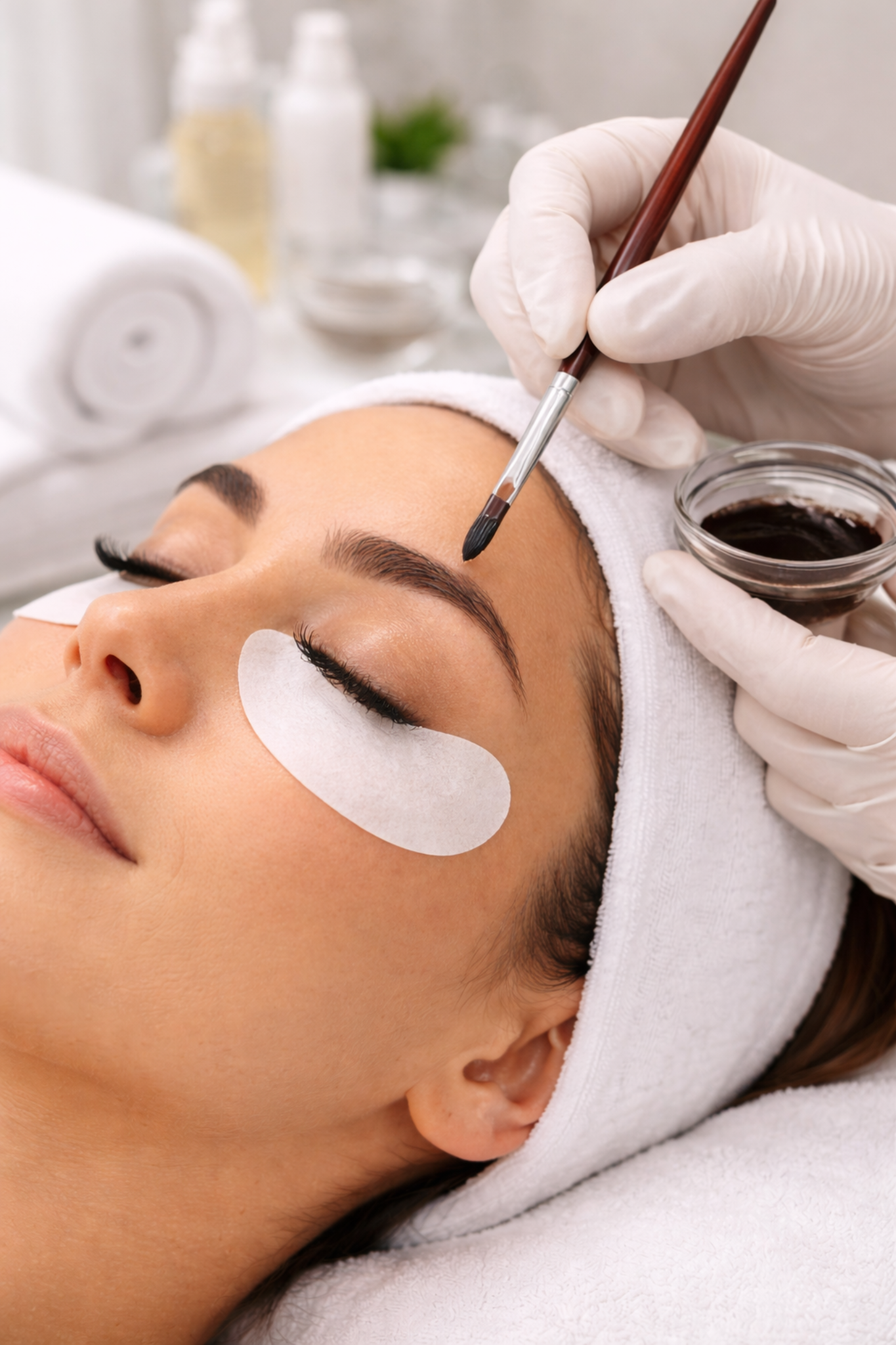 Professional eyelash tinting treatment