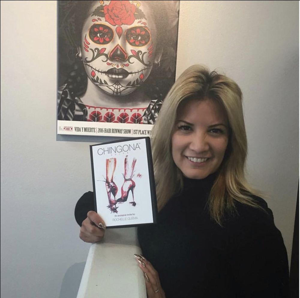 Rochelle holding a book